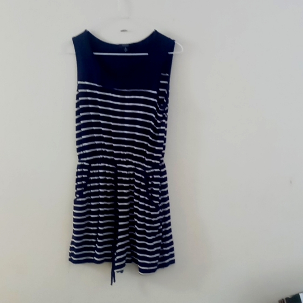 Women's blue and white striped one piece romper